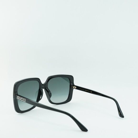 ? NEW GUCCI GG0728SA 001 SHINY BLACK GREY GRADIENT SUNGLASSES main image 5
